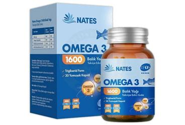NATES OMEGA 3 1600 BALIK YAGI ICEREN TAKVIYE EDICI GIDA 30 kapsül