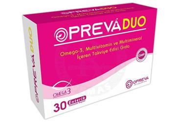 OPREVA DUO OMEGA 3, MULTIVITAMIN VE MULTIMINERAL ICEREN TAKVIYE EDICI GIDA KAPSUL 30 kapsül
