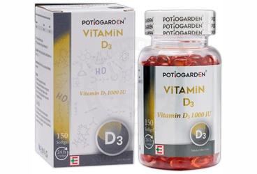 POTIOGARDEN VITAMIN D3 TAKVIYE EDICI GIDA KAPSUL 1000 IU 150 kapsül