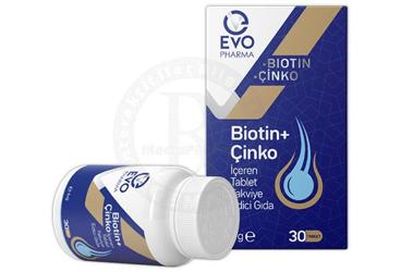 EVO PHARMA BIOTIN+CINKO ICEREN TAKVIYE EDICI GIDA TABLET 30 tablet