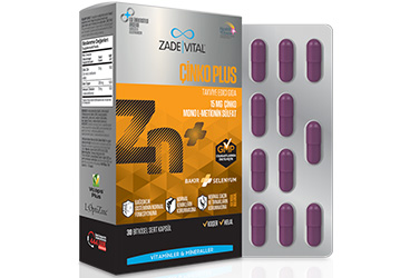 ZADE VITAL CINKO PLUS CINKO, BAKIR VE SELENYUM ICEREN KAPSUL 30 kapsül