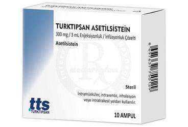 TURKTIPSAN ASETİLSİSTEİN 300 MG / 3 ML ENJEKSİYONLUK/İNFÜZYONLUK ÇÖZELTİ, 10 AMPUL