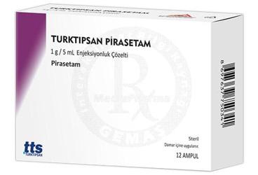 TURKTIPSAN PİRASETAM 1 G/5 ML ENJEKSİYONLUK ÇÖZELTİ, 12 ADET