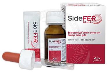 SIDEFER DAMLA SUKROZOMIYAL DEMIR VE VITAMIN ICEREN TAKVIYE EDICI GIDA 7 mg 30 ml şişe