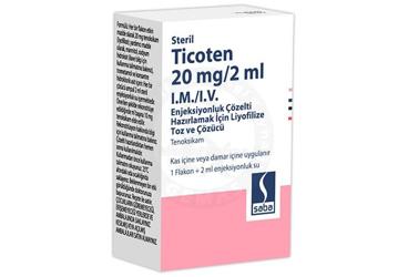 TİCOTEN 20 MG/2 ML I.M./I.V. ENJEKSİYONLUK ÇÖZELTİ HAZIRLAMAK İÇİN LİYOFİLİZE TOZ VE ÇÖZÜCÜ, 1 ADET