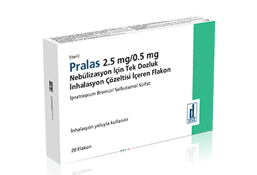 PRALAS 2,5 MG+0,5 MG/2,5 ML NEBÜLİZASYON ÇÖZELTİSİ, 20 ADET