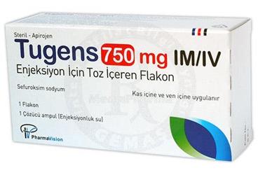 TUGENS 750 MG IM/IV ENJEKSIYON ICIN TOZ ICEREN FLAKON, 1 ADET VE 1 ADET ÇÖZÜCÜ AMPUL