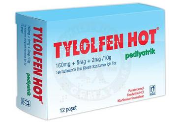 TYLOLFEN HOT PEDİYATRİK 160MG + 5MG + 2MG/10G TEK KULLANIMLIK ORAL ÇÖZELTİ HAZIRLAMAK İÇİN TOZ, 12 ADET