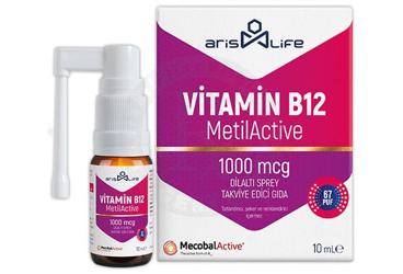 ARIS LIFE VITAMIN B12 TAKVIYE EDICI GIDA 1000 MCG DILALTI SPREY 10 ml şişe