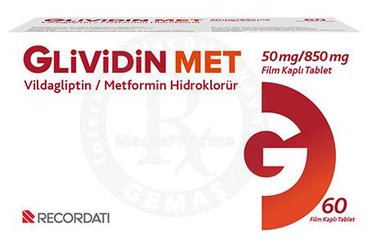 GLİVİDİN MET 50 MG/850 MG FİLM KAPLI TABLET , 60 ADET
