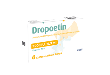 DROPOETIN 3000 IU/0,3 ML SC/IV ENJEKSIYON ICIN COZELTI ICEREN KULLANIMA HAZIR SIRINGA, 6 ADET