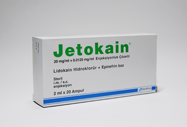 JETOKAIN 20 MG/ML + 0,0125 MG/ML IM/SC ENJEKSİYONLUK ÇÖZELTİ, 20 ADET