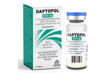 Daptopol 500 mg I.V. Enjeksiyonluk/İnfüzyonluk Çözelti Hazırlamada Kullanılacak Konsantre İçin Toz, 1 adet