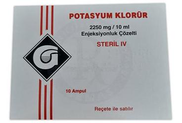 POTASYUM KLORUR GALEN 2250 MG/10 ML ENJEKSİYONLUK ÇÖZELTİ, 10 AMPUL