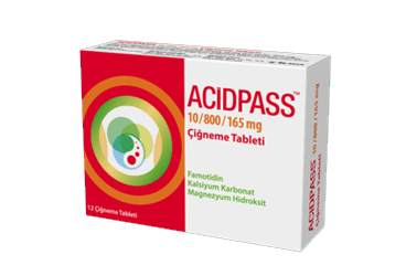 ACİDPASS 10 MG/800 MG/165 MG ÇİĞNEME TABLETİ, 6 ADET