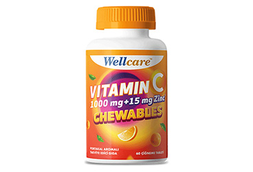 WELLCARE VITAMIN C ICEREN PORTAKAL AROMALI TAKVIYE EDICI GIDA 60 tablet