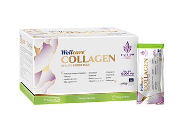 WELLCARE COLLAGEN BEAUTY BOOST PLUS ELMA AROMALI TAKVIYE EDICI GIDA 10000 mg 30 saşe