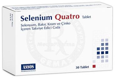 SELENIUM QUATRO TABLET SELENYUM, BAKIR, KROM VE CINKO ICEREN TAKVIYE EDICI GIDA 30 tablet