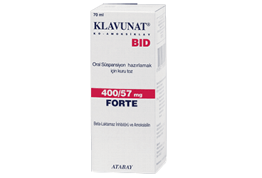 KLAVUNAT BID 400 MG/57 MG ORAL SUSPANSIYON HAZIRLAMAK İÇİN KURU TOZ (70 ML)