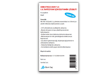 DEKSTROZ DEM %5 IV İNFÜZYON İÇİN İZOTONİK ÇÖZELTİ, 100 ML SETSİZ