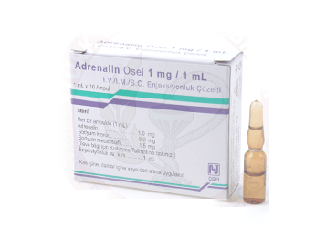 ADRENALİN OSEL 1 MG/ML I.M./I.V./S.C. ENJEKSİYONLUK ÇÖZELTİ, 10 AMPUL