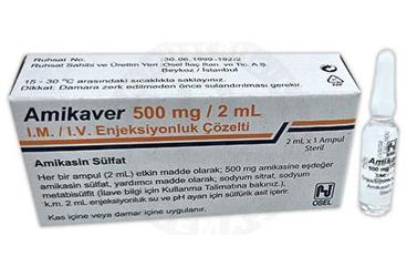 AMIKAVER 500 MG/2 ML IM/IV ENJEKSİYONLUK ÇÖZELTİ, 1 ADET