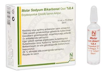 MOLAR SODYUM BIKARBONAT OSEL %8,4 ENJEKSİYONLUK ÇÖZELTİ İÇEREN AMPUL, 10 ADET
