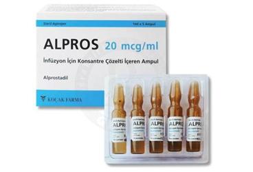 ALPROS 20 MCG/ML IV INFÜZYON IÇIN KONSANTRE ÇÖZELTI IÇEREN AMPUL ,5 ADET
