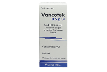 VANCOTEK 0.5 GR IV ENJEKTABL SOLUSYON HAZIRLAMAK ICIN LIYOFILIZE TOZ ICEREN FLAKON, 1 ADET