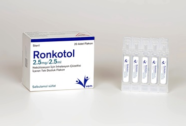 RONKOTOL 2.5 MG/2.5 ML NEBULIZASYON ICIN INHALASYON COZELTISI ICEREN TEK DOZLUK FLAKON, 20 ADET