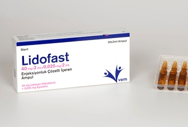 LIDOFAST 40MG/2ML+0,025MG/2ML ENJEKSIYONLUK COZELTI ICEREN AMPUL, 20 ADET