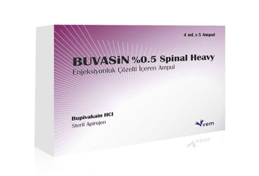 BUVASIN 5 MG/ML SPİNAL HEAVY ENJEKSİYONLUK ÇÖZELTİ İÇEREN AMPUL, 5 ADET