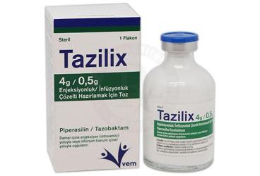 TAZİLİX 4 G/0,5 G ENJEKSİYONLUK/İNFÜZYONLUK ÇÖZELTİ HAZIRLAMAK İÇİN TOZ, 1 ADET