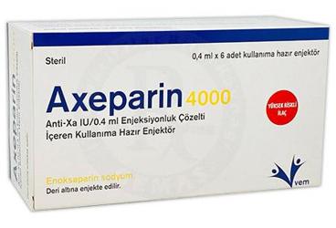 AXEPARİN 4000 ANTİ XA IU/0.4 ML ENJEKSİYONLUK ÇÖZELTİ İÇEREN KULLANIMA HAZIR ENJEKTÖR, 6 ADET